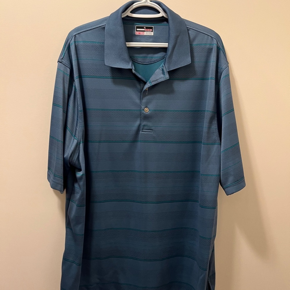 Grand Slam Men's Blue Striped Polo Shirt